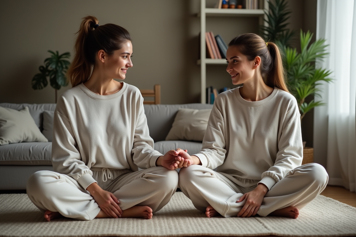 Deux femmes assises sur le sol d