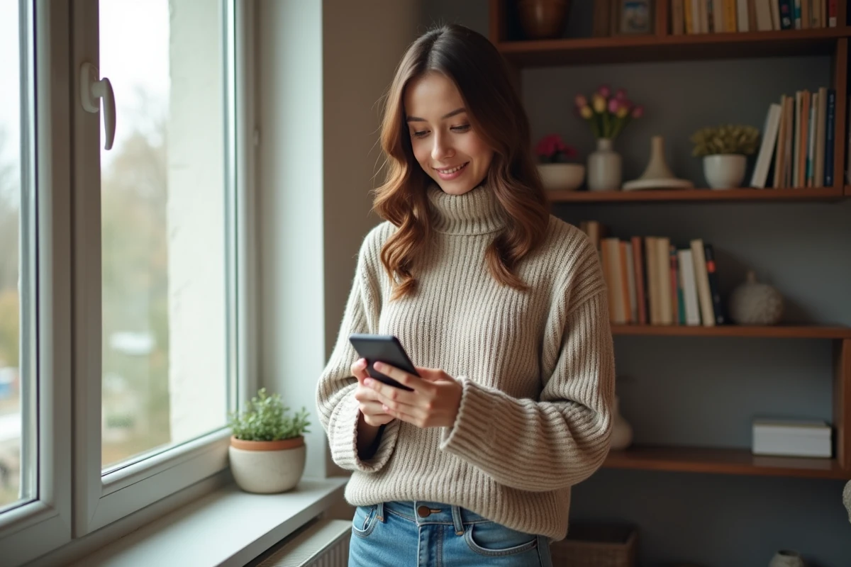 Femme examinant une page d