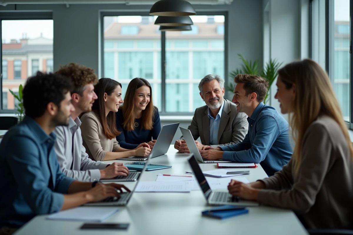 Groupe de personnes collaborant dans un espace de coworking