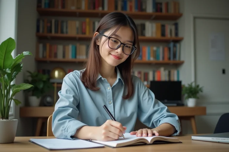 Jeune femme professionnelle note idées de noms de marque