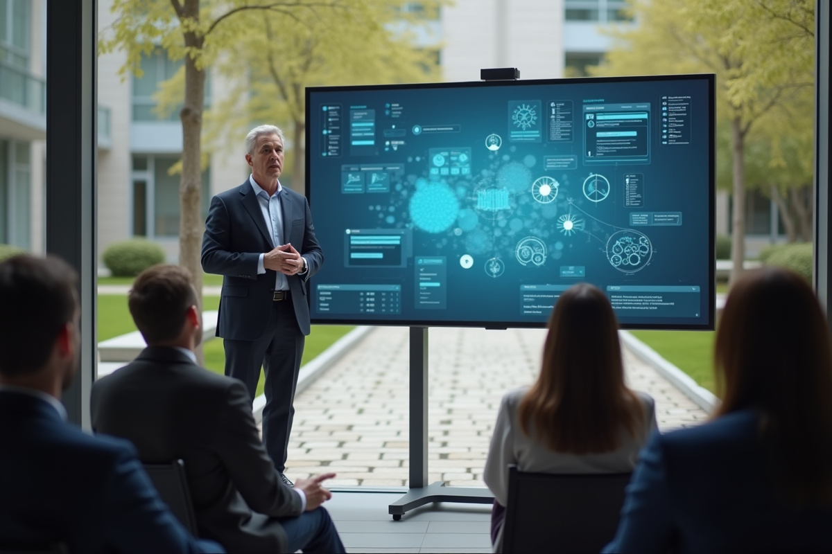 Professeur en extérieur donnant un séminaire aux étudiants